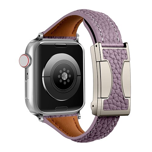 Lederband Kompatibel mit Apple Watch Armband 38mm 40mm 41mm 42mm 44mm 45mm 49mm Verstellbar Echtes Leder Ersatzarmband für iwatch Ultra 2 Series 9 8 7 SE 6 5 4 3 2 1 Image