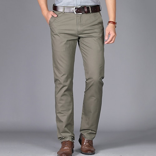 Herren Anzughosen Hose Hosen Chinesisch Chino Knopf Tasche Glatt Komfort Formal Party Arbeit Modisch Klassicher Stil Cachi scuro KhakiA Image