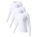 Mepaouo 3 Pack Womenâ€™s Thermal Shirts Fleece Lined Compression Long Sleeve Base Layer Tops(White S)
