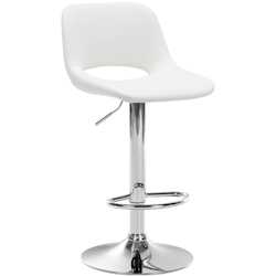 DELUKE® Barhocker JAKSON - Weiß, Kunstleder, Chrom | Barhocker mit Lehne Barstuhl Tresenhocker Tresenstuhl Kneipenhocker Kneipenstuhl