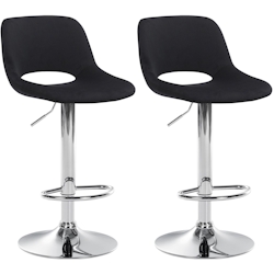 DELUKE® Barhocker 2er Set JAKSON - Schwarz, Samt, Chrom | Barhocker mit Lehne Barstuhl Tresenhocker Tresenstuhl Kneipenhocker Kneipenstuhl