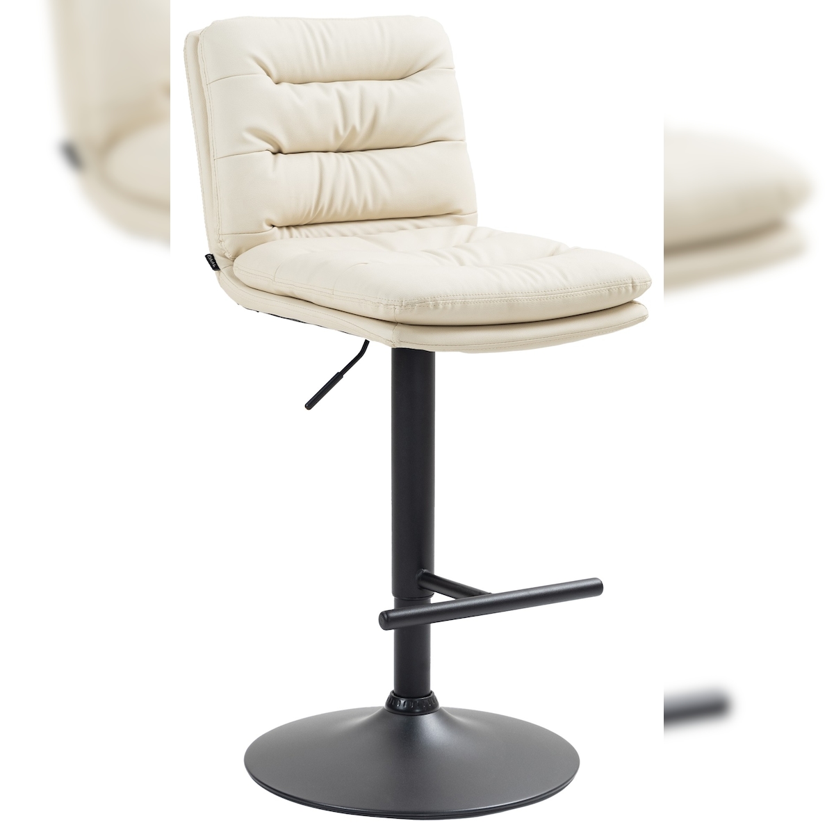 DELUKE® Barhocker TURIN - Creme, Kunstleder, Schwarz | Barhocker mit Lehne Barstuhl Tresenhocker Tresenstuhl Kneipenhocker Kneipenstuhl Image