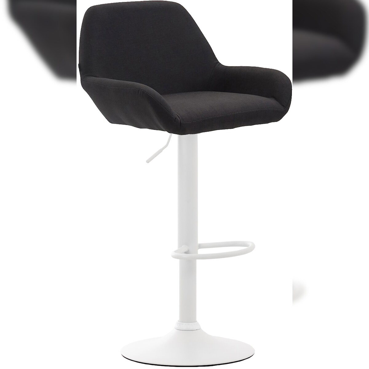 DELUKE® Barhocker DUBLIN - Schwarz, Stoff, Weiß | Barhocker mit Lehne Barstuhl Tresenhocker Tresenstuhl Kneipenhocker Kneipenstuhl Image