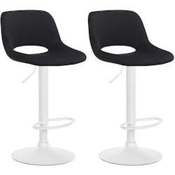 DELUKE® Barhocker 2er Set JAKSON - Schwarz, Samt, Weiß | Barhocker mit Lehne Barstuhl Tresenhocker Tresenstuhl Kneipenhocker Kneipenstuhl