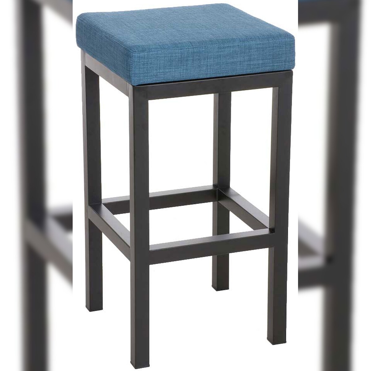 DELUKE® Barhocker KIEL - Blau, Stoff, Stahl, 85cm Höhe | Barhocker ohne Lehne Barstuhl Tresenhocker Tresenstuhl Kneipenhocker Kneipenstuhl Image