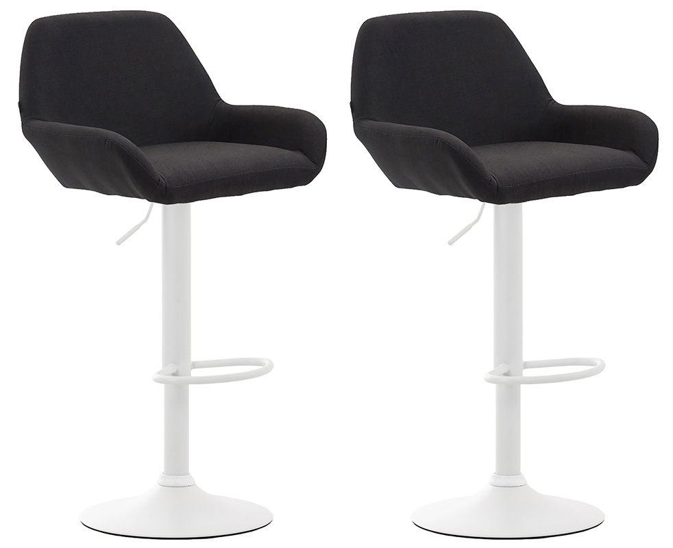 DELUKE® Barhocker 2er Set DUBLIN - Schwarz, Stoff, Weiß | Barhocker mit Lehne Barstuhl Tresenhocker Tresenstuhl Kneipenhocker Kneipenstuhl Image