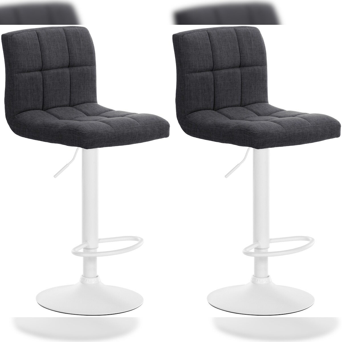 DELUKE® Barhocker 2er Set MADRID - Dunkelgrau, Stoff, Weiß | Barhocker mit Lehne Barstuhl Tresenhocker Tresenstuhl Kneipenhocker Kneipenstuhl Image