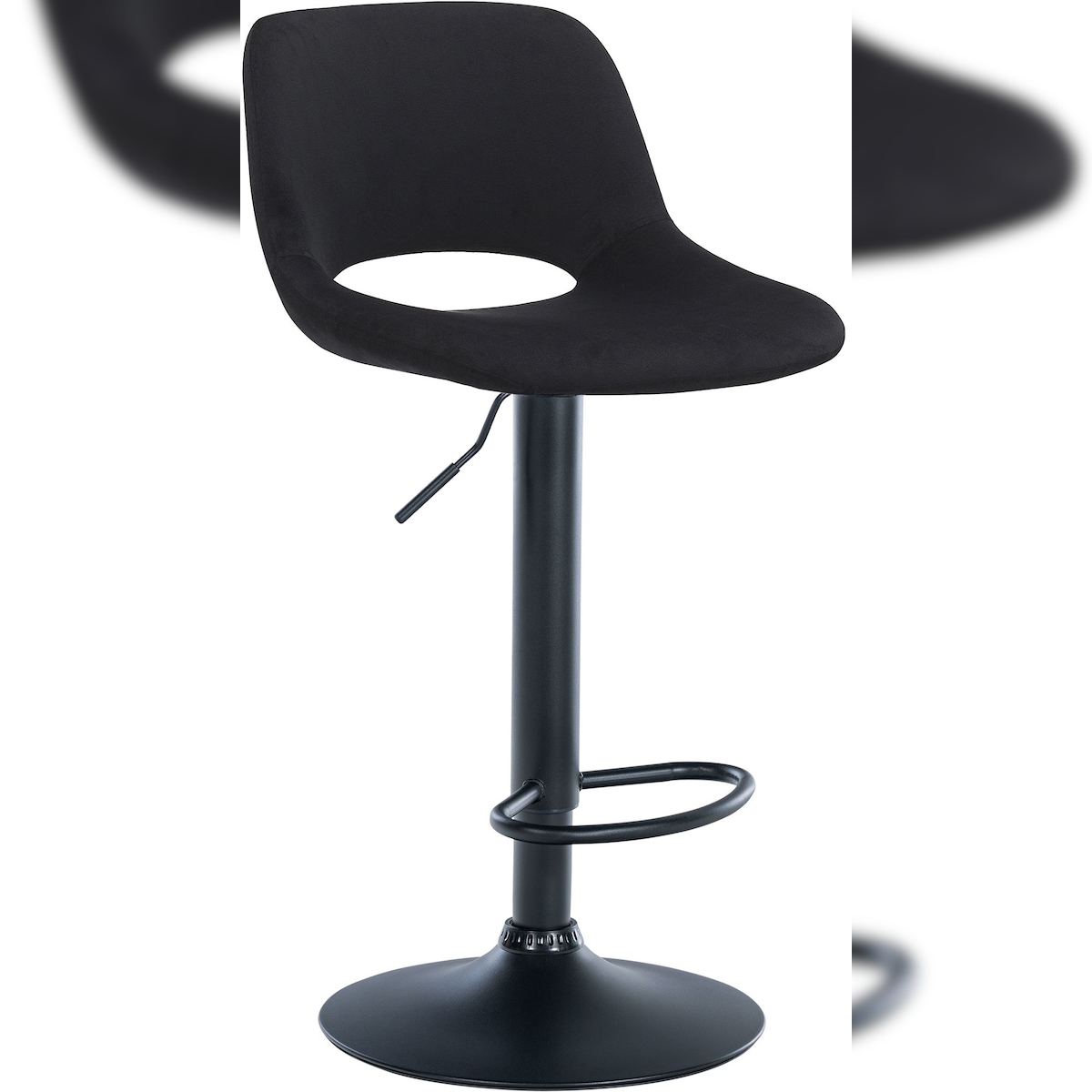 DELUKE® Barhocker JAKSON - Schwarz, Samt, Schwarz | Barhocker mit Lehne Barstuhl Tresenhocker Tresenstuhl Kneipenhocker Kneipenstuhl Image