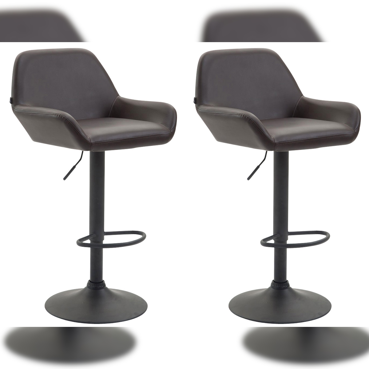 DELUKE® Barhocker 2er Set DUBLIN - Braun, Kunstleder, Schwarz | Barhocker mit Lehne Barstuhl Tresenhocker Tresenstuhl Kneipenhocker Kneipenstuhl Image