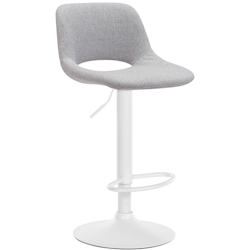 DELUKE® Barhocker JAKSON - Hellgrau, Stoff, Weiß | Barhocker mit Lehne Barstuhl Tresenhocker Tresenstuhl Kneipenhocker Kneipenstuhl