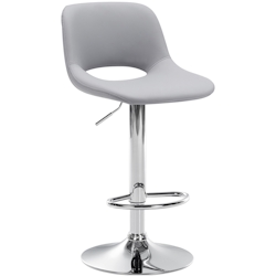 DELUKE® Barhocker JAKSON - Grau, Kunstleder, Chrom | Barhocker mit Lehne Barstuhl Tresenhocker Tresenstuhl Kneipenhocker Kneipenstuhl