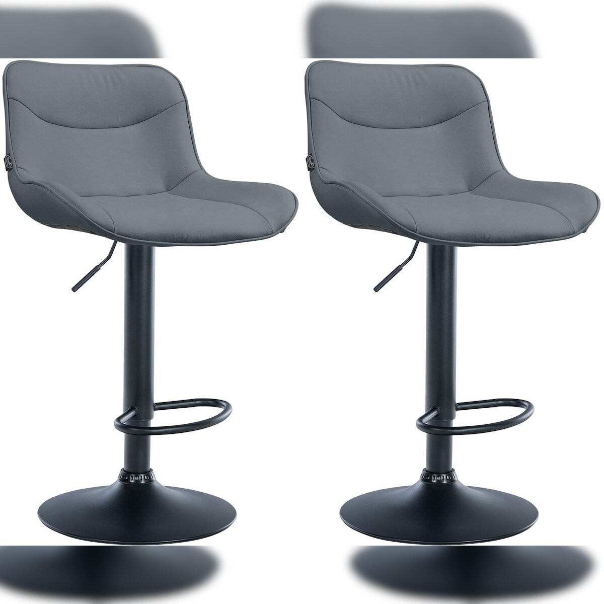 DELUKE® Barhocker 2er Set TAMPA - Grau, Kunstleder, Schwarz | Barhocker mit Lehne Barstuhl Tresenhocker Tresenstuhl Kneipenhocker Kneipenstuhl Image