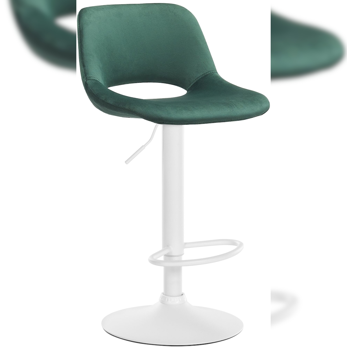 DELUKE® Barhocker JAKSON - Grün, Samt, Weiß | Barhocker mit Lehne Barstuhl Tresenhocker Tresenstuhl Kneipenhocker Kneipenstuhl Image