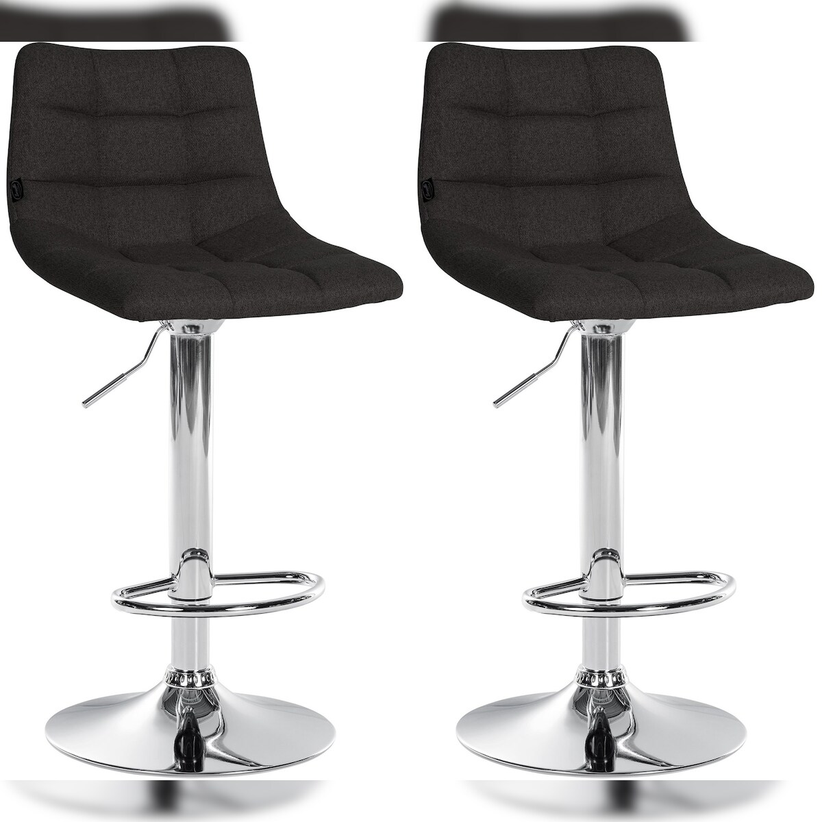 DELUKE® Barhocker 2er Set DUBAI - Schwarz, Stoff, Chrom | Barhocker mit Lehne Barstuhl Tresenhocker Tresenstuhl Kneipenhocker Kneipenstuhl Image
