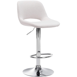 DELUKE® Barhocker JAKSON - Creme, Stoff, Chrom | Barhocker mit Lehne Barstuhl Tresenhocker Tresenstuhl Kneipenhocker Kneipenstuhl