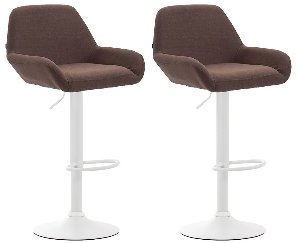 DELUKE® Barhocker 2er Set DUBLIN - Braun, Stoff, Weiß | Barhocker mit Lehne Barstuhl Tresenhocker Tresenstuhl Kneipenhocker Kneipenstuhl Image