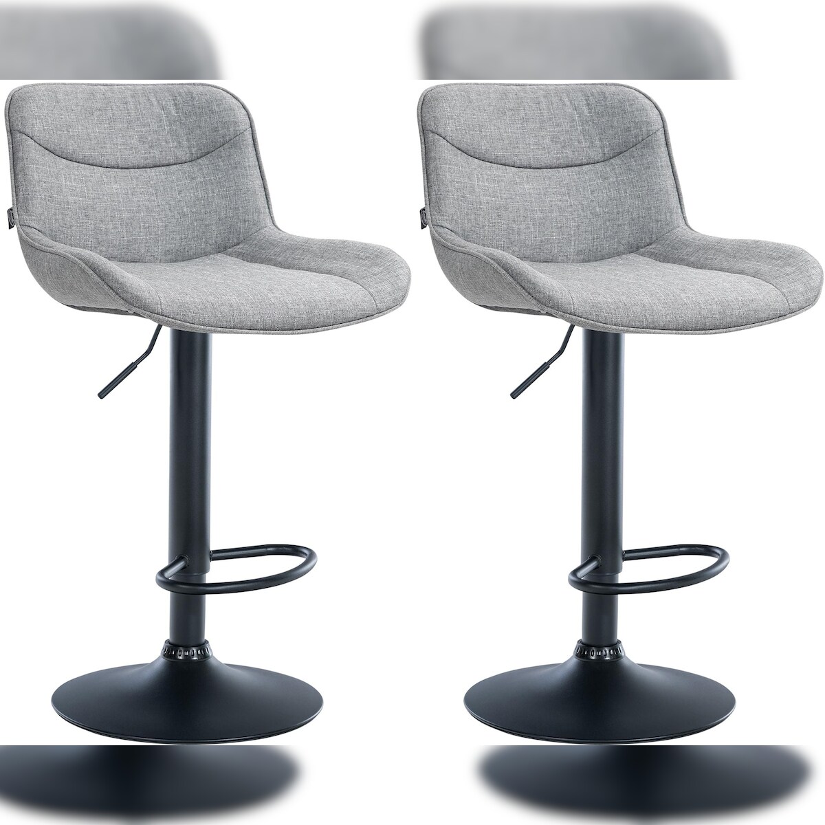 DELUKE® Barhocker 2er Set TAMPA - Grau, Stoff, Schwarz | Barhocker mit Lehne Barstuhl Tresenhocker Tresenstuhl Kneipenhocker Kneipenstuhl Image