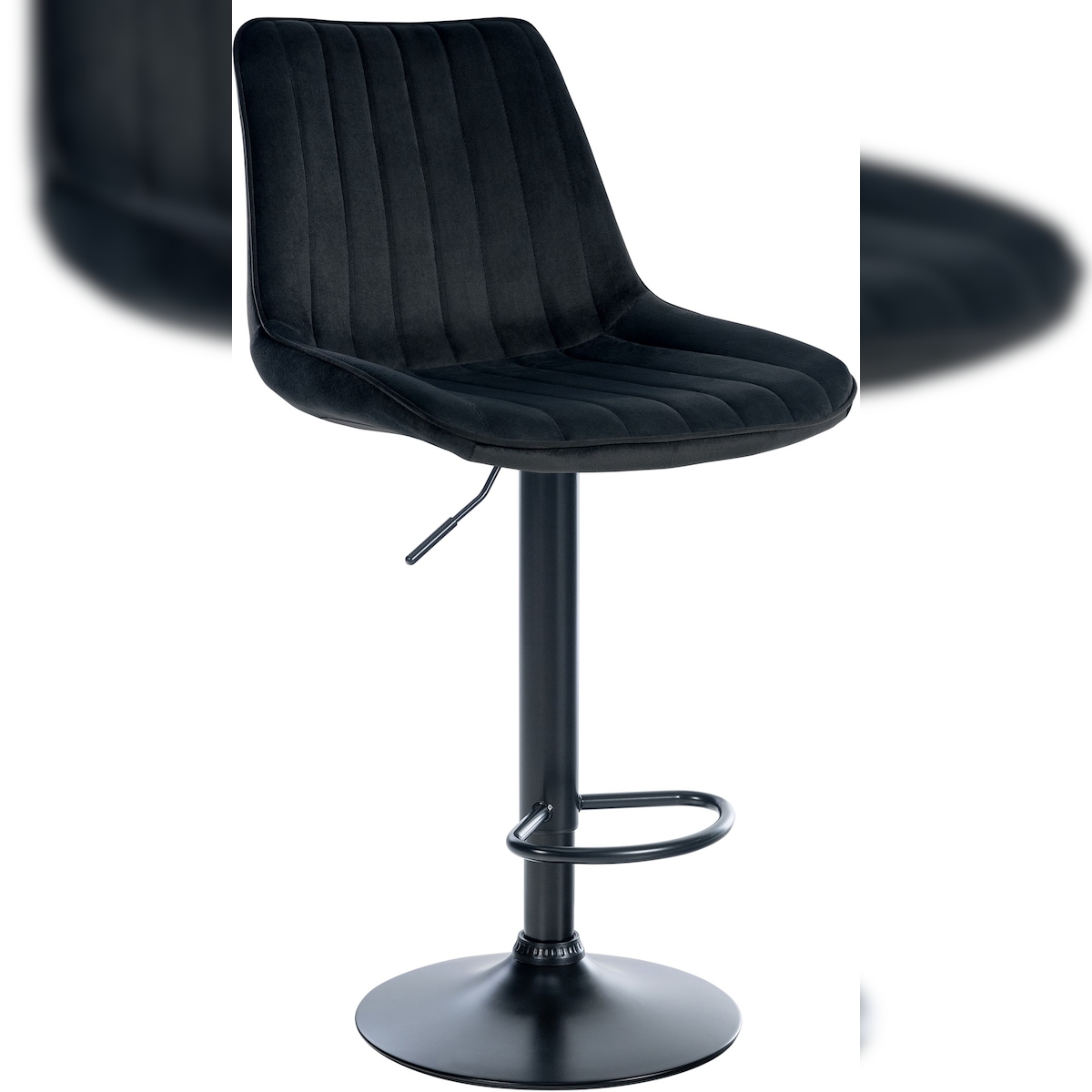 DELUKE® Barhocker RIO - Schwarz, Samt, Schwarz | Barhocker mit Lehne Barstuhl Tresenhocker Tresenstuhl Kneipenhocker Kneipenstuhl Image