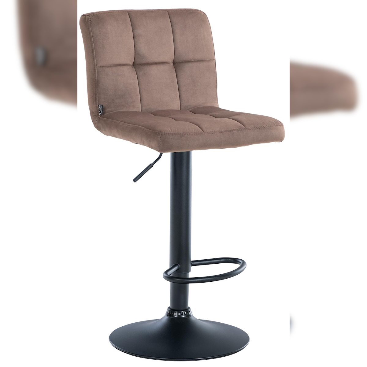 DELUKE® Barhocker BRISBAN - Braun, Samt, Schwarz | Barhocker mit Lehne Barstuhl Tresenhocker Tresenstuhl Kneipenhocker Kneipenstuhl Image