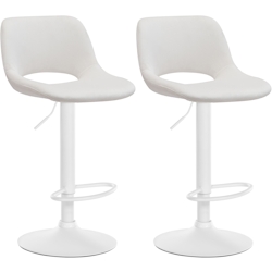 DELUKE® Barhocker 2er Set JAKSON - Creme, Samt, Weiß | Barhocker mit Lehne Barstuhl Tresenhocker Tresenstuhl Kneipenhocker Kneipenstuhl
