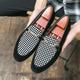 mocassini da uomo in finta pelle scamosciata nera con motivo geometrico e fibbia in metallo – eleganti scarpe eleganti slip-on per eventi formali e feste