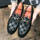 mocassini da uomo in finta pelle scamosciata nera con motivo geometrico e fibbia in metallo – eleganti scarpe eleganti slip-on per eventi formali e feste