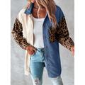 Per donna Giacca sportiva Esterno Bottoni Leopardo Antivento Di tendenza Standard Capispalla Manica lunga Autunno Blu S