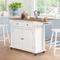 LUE BONA Kitchen Island Car With Solid Wood Top, Rolling Kitchen Trolley Cart with Large Storage Cabinet - N/A