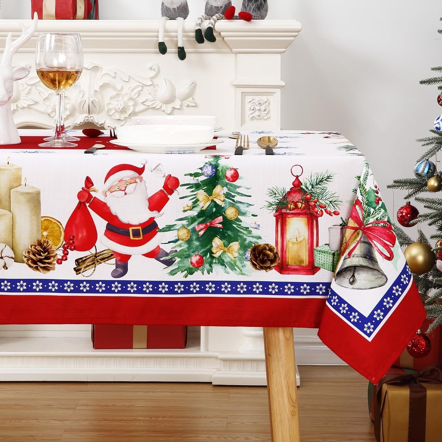 Christmas Tablecloth, Christmas Decorations for Home Indoor Table Decor Table Cloths Rectangle 60 x 120 Inch