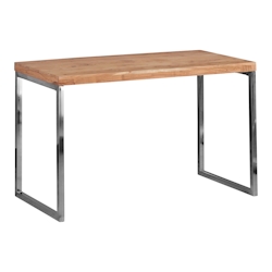 Schreibtisch `Isen`: Massivholz, Landhausstil, verchromtes Metallgestell, 50 kg Belastung. Beige, 120x60x76 cm | Kadima Design Image