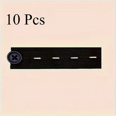 TEMU 10pcs No-sew Black Interlocking Tape Waistband Extender Buttons For Jeans And Pants, Adjustable Polyester Fiber Extender For Men And Women