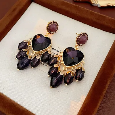 Vintage Earrings for Women Silver Needle Heart Water Drop Tassel Drop Earrings Fashion High-grade Luxury Designer Jewelry
