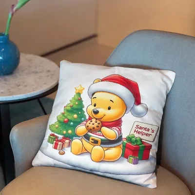 MINISO Disney Weihnachts-Cartoon-Kissenbezug, Winnie The Pooh-Kissen-Set für Kinderzimmer, Image