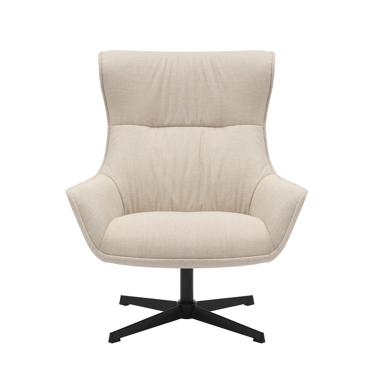 SalesFever Polstersessel | mit Drehfunktion | Bezug Strukturstoff | Gestell Metall schwarz | B 85 x T 83 x H 103 cm | beige Image