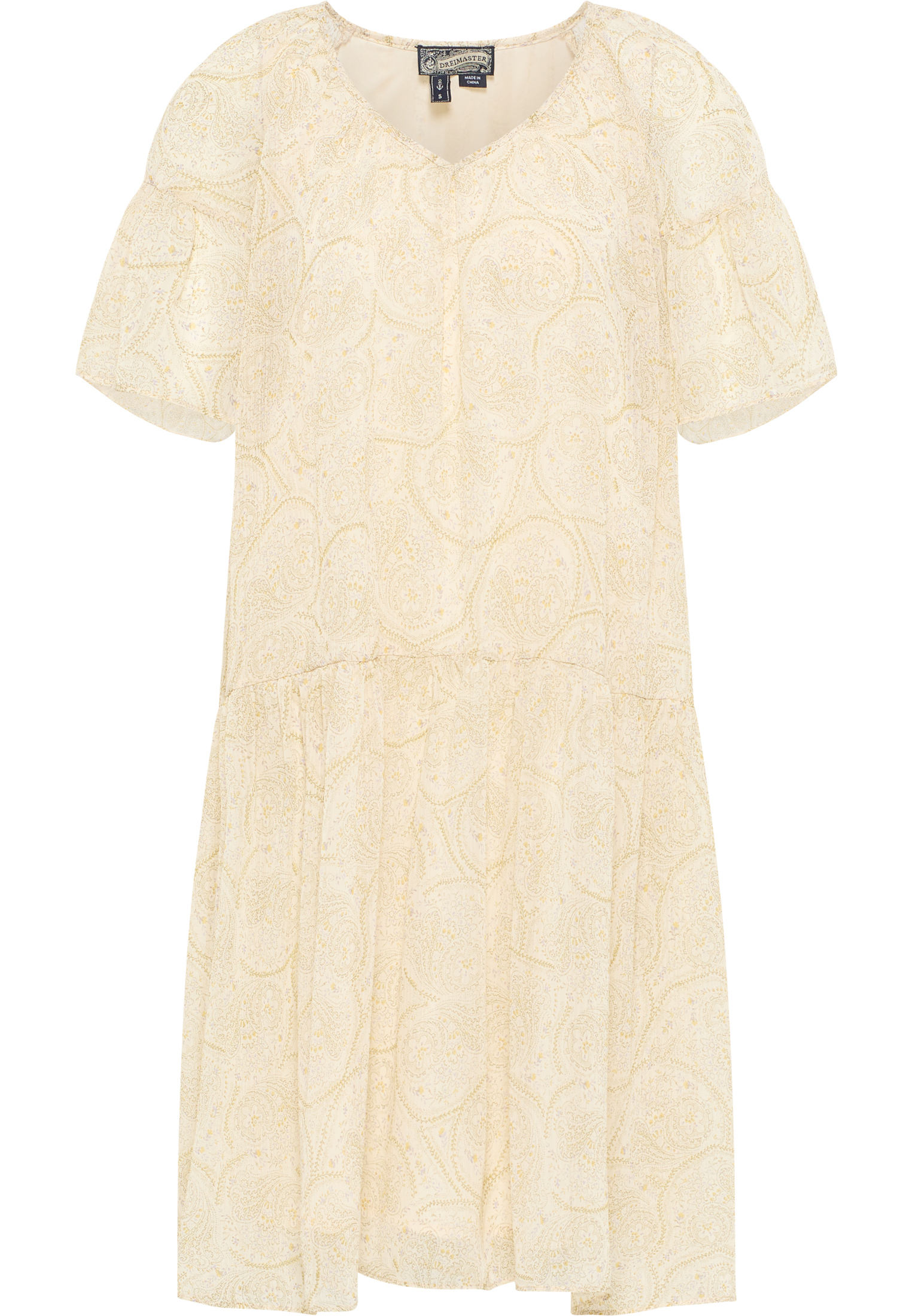 Dreimaster Kleid Damen Wollweiss Mehrfarbig Image