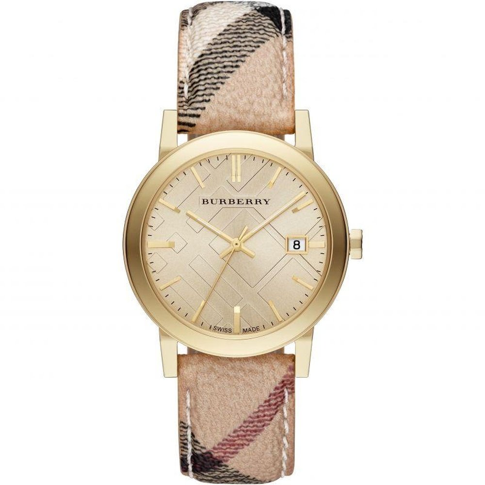 Burberry BU9026 The City Champagner Zifferblatt Check Armband Damenuhr Image