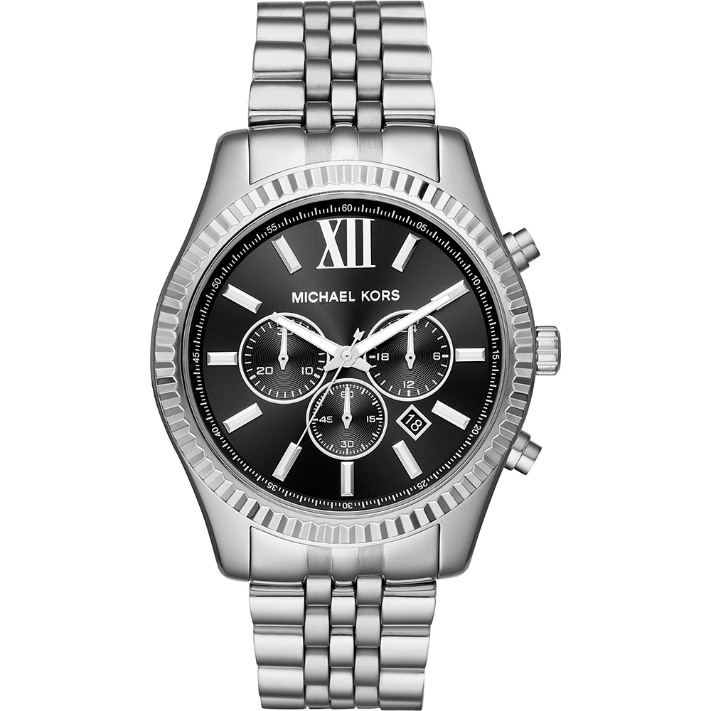 Robuste Herrenuhr der Marke Michael Kors in der Farbe Silber. Das Gehäuse hat einen Durchmesser von 45mm. Marke: Michael KorsModellname: MK8602 (45mm)Kategorie: HerrenarmbanduhrMaterialien: EdelstahlFarbe: silber, schwarzZeitmesser: Quarz