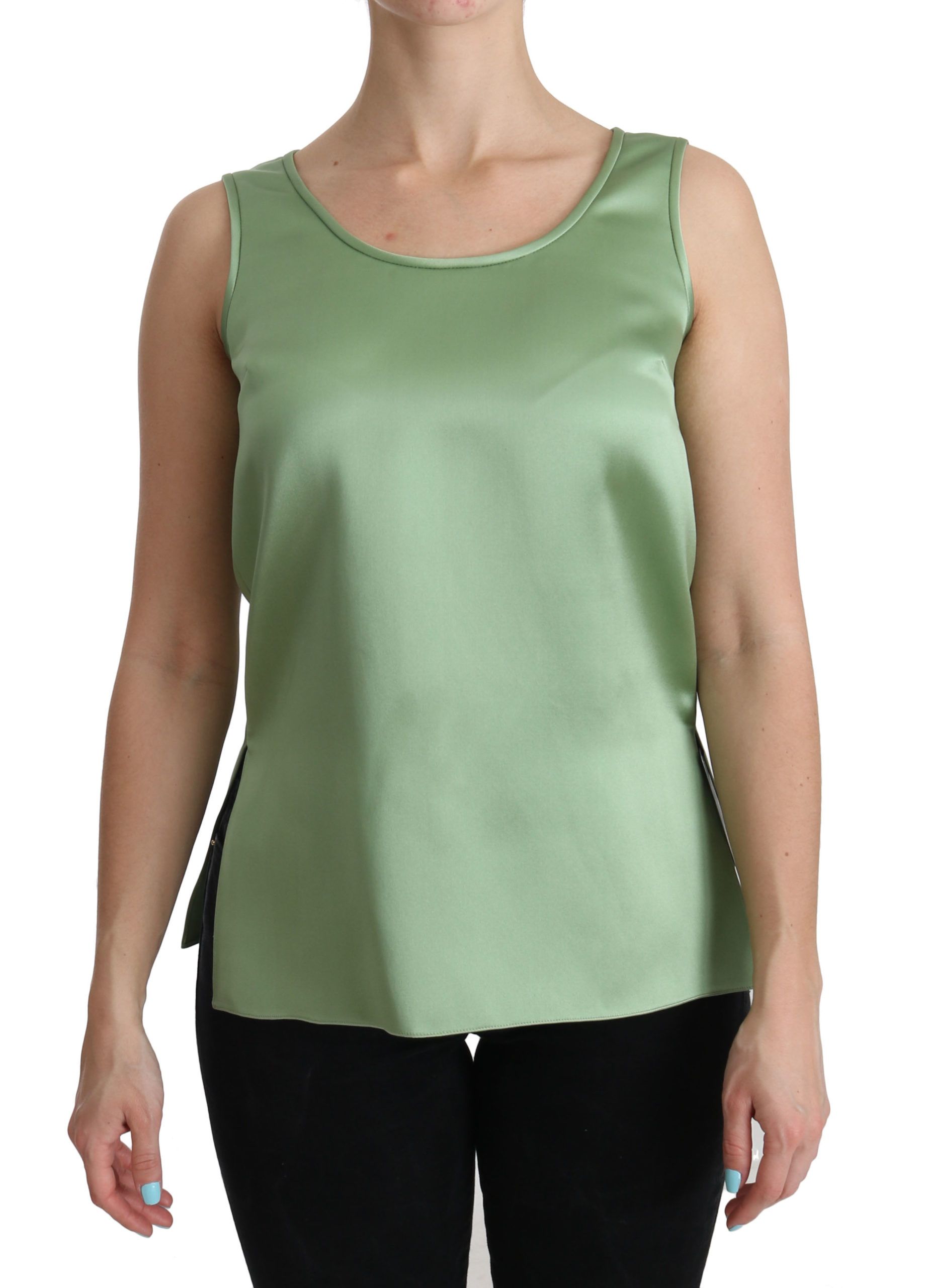 Dolce & Gabbana Damen Grünes Ärmelloses Top aus 100% Seide Image