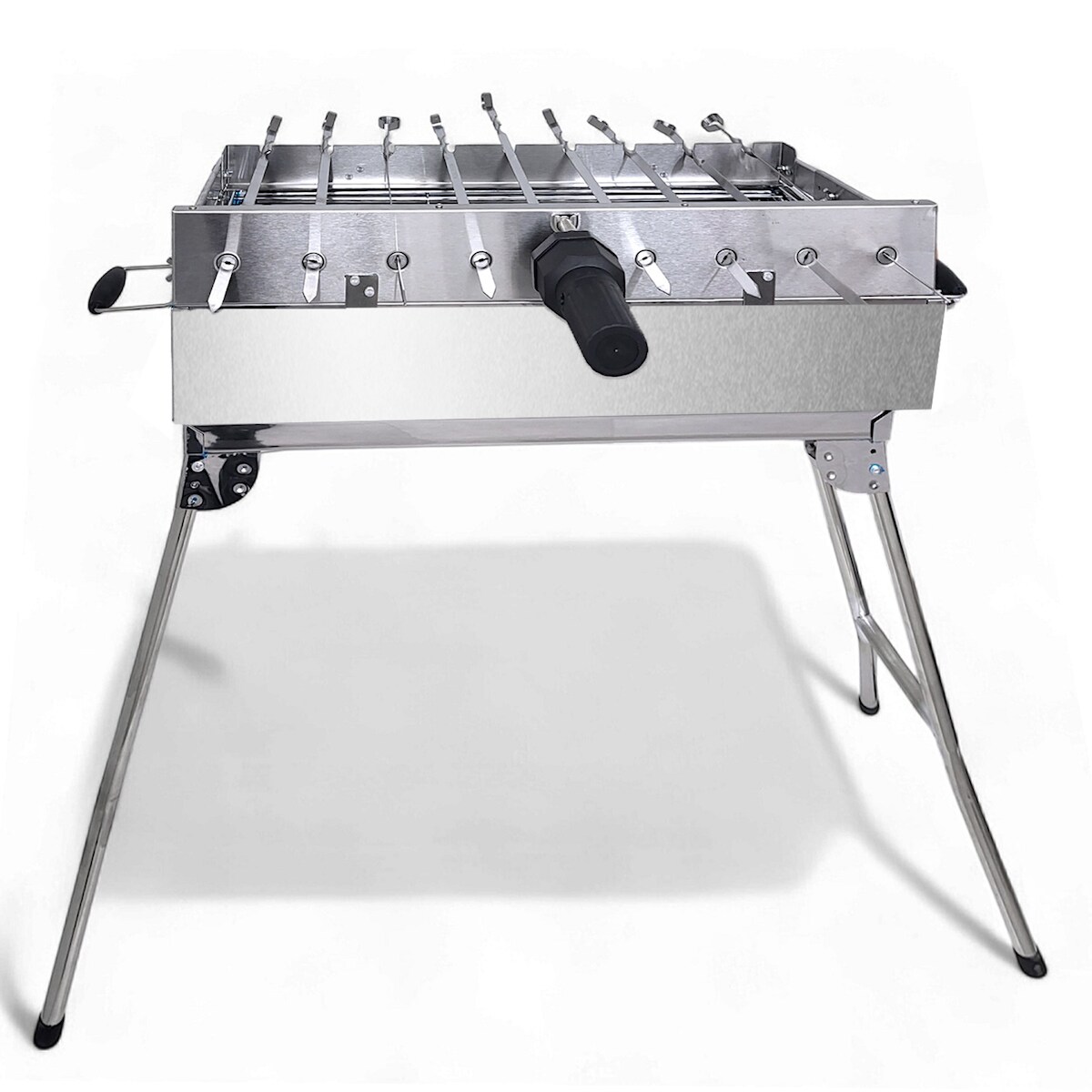 Grillpeter Mangal Kairat Schaschlik Grill mit 9er Spießdreher Batteriemotor 10 Spieße Image