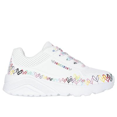 Skechers Girl's JGoldcrown: Uno Lite - Heart Daze Sneaker | Size 13.5 | White | Synthetic | Machine Washable