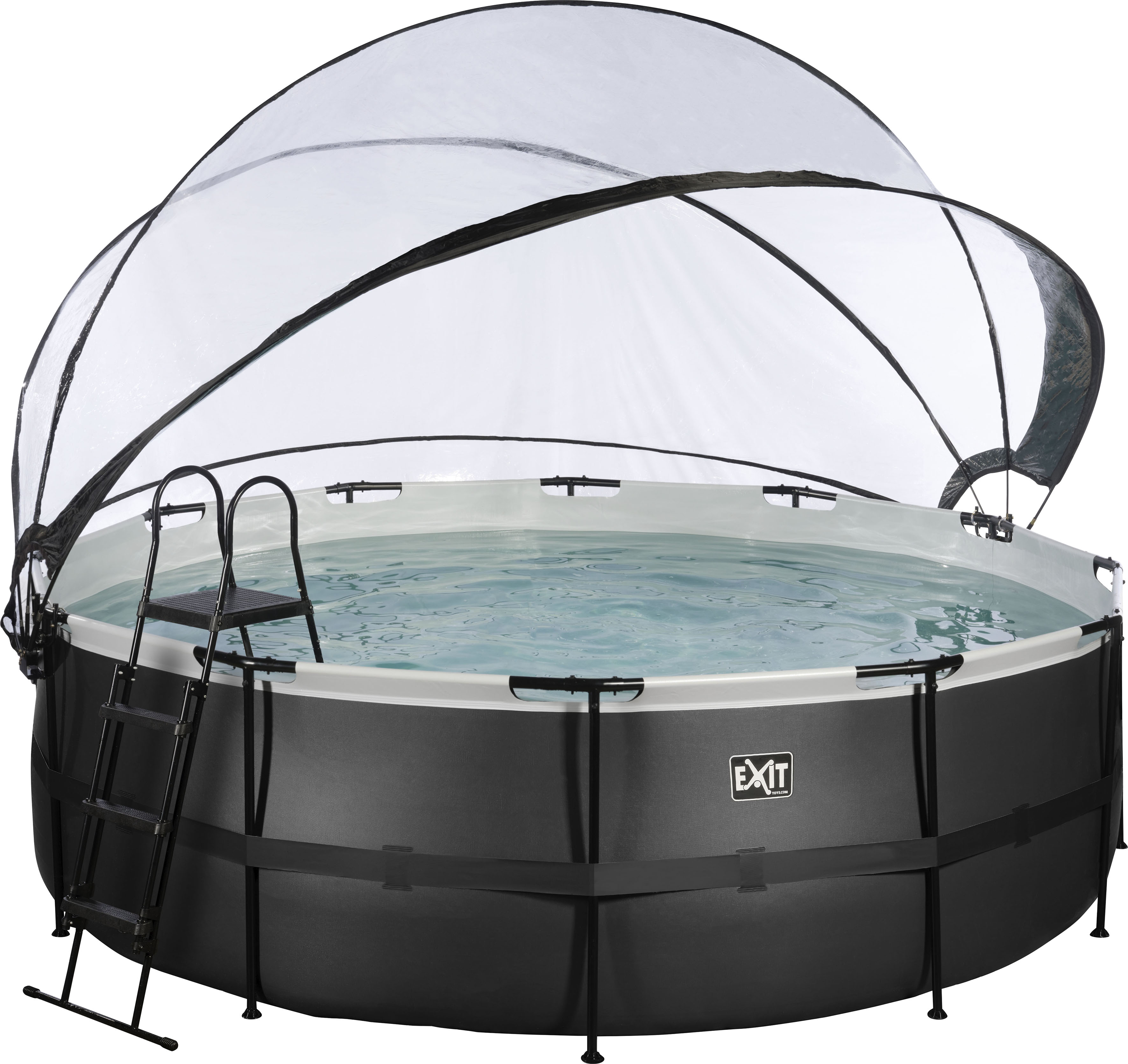 Framepool EXIT "inkl. multifunktionaler Poolabdeckung & Wärmepumpe", schwarz, H:122cm Ø:427cm, Schwimmbecken, ØxH: 427x122 cm, mit Sandfilteranlage und Sicherheitsleiter Image