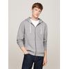 Kapuzensweatjacke TOMMY HILFIGER "ESSENTIAL FLEECE ZIP THROUGH", Herren, Gr. XXXL, grau (medium grau heather), Sweatware, Obermaterial: 60% Baumwolle, 40% Polyester, casual, Langarm, Sweatjacken, kleine Logostickerei