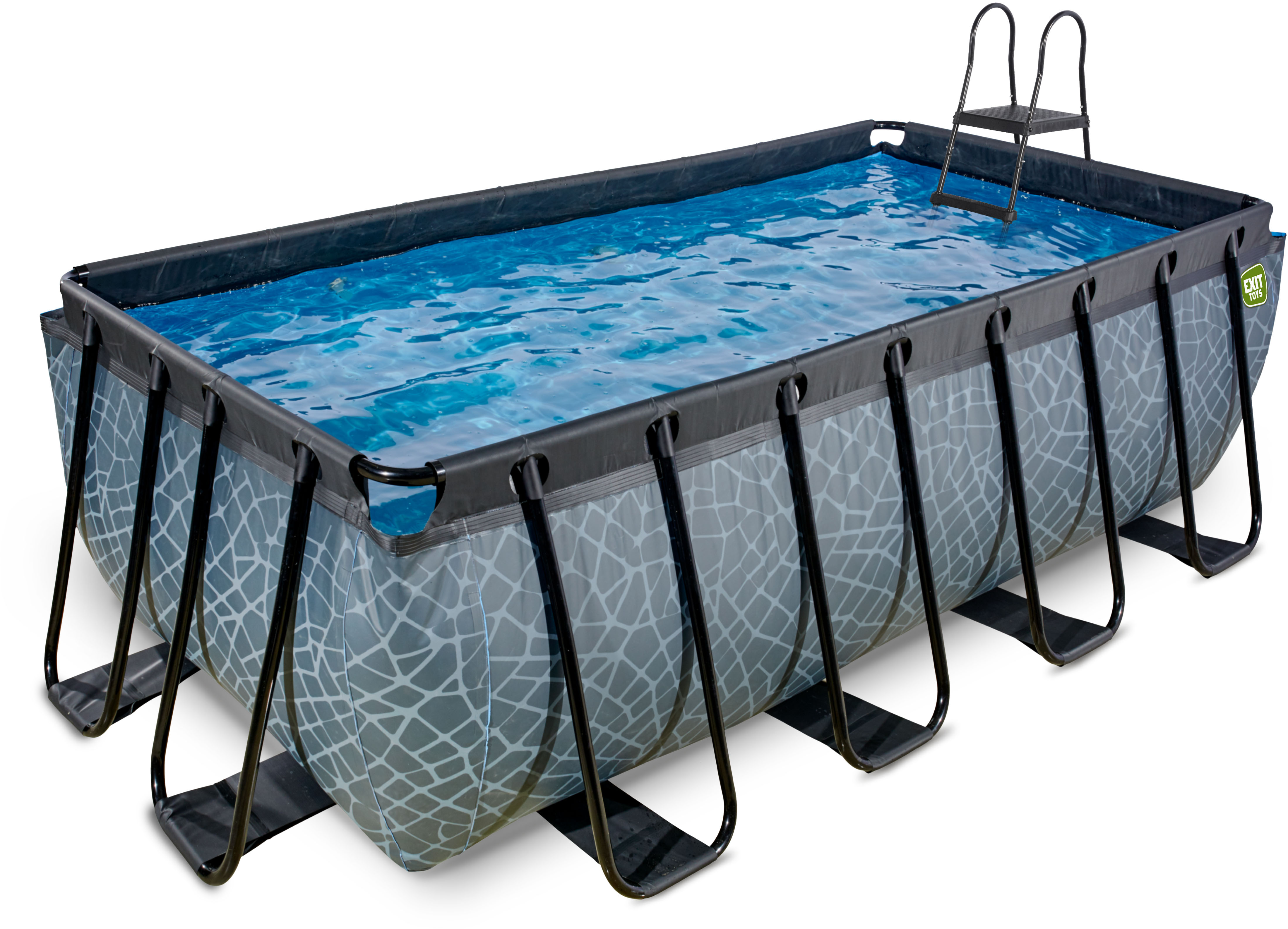 Framepool EXIT, grau, B:200cm H:122cm L:400cm, Schwimmbecken, BxLxH: 200x400x122 cm, mit Sandfilteranlage und Leiter Image
