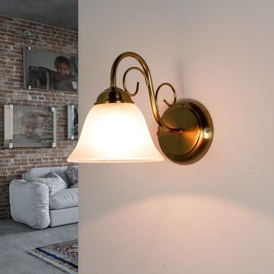 Wandlampe Landhausstil in Messing Glasschirm Image