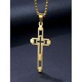 Zweifarbige Halskette mit Kreuzanhänger aus Edelstahl für Herren – Silber- und Gold-Finish, moderner religiöser Schmuck