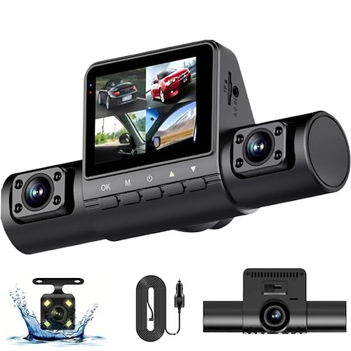 Dashcam 4-Kanal 1080p Fahrrekorder HD1080p Front-Innen-Rückansicht Infrarot-Nachtsicht Auto-Lade-Rückfahrkamera Image