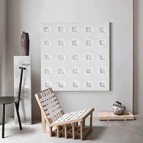 weißes 3D-Textur-Ölgemälde, handgemalte Wandkunst, weißes minimalistisches Gemälde, neutrales Gipsgemälde, Wabi-Sabi-Kunstwerk, handgefertigte Wandkunst, weißes Texturgemälde, moderne minimalistische Image