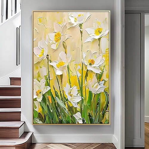 große Blumenlandschaft Ölgemälde auf Leinwand Pastell Blumengemälde Frühlingsblumen Landschaftsgemälde große Wandkunst Wohnzimmer Dekor bunte Blumen Ölgemälde große Wandkunst Blumen Ölgemälde Image