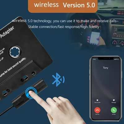 Bluetooth Converter Car Tape AAC MP3 SBC AUX Audio Cassette Adapter with Mic