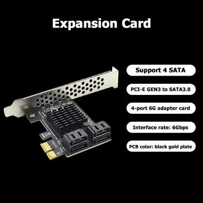 Hard Disk Drive SSD Adapter Card 4 Port SATA III PCIe Expansion Card 6Gbps SATA to PCI-e 1X